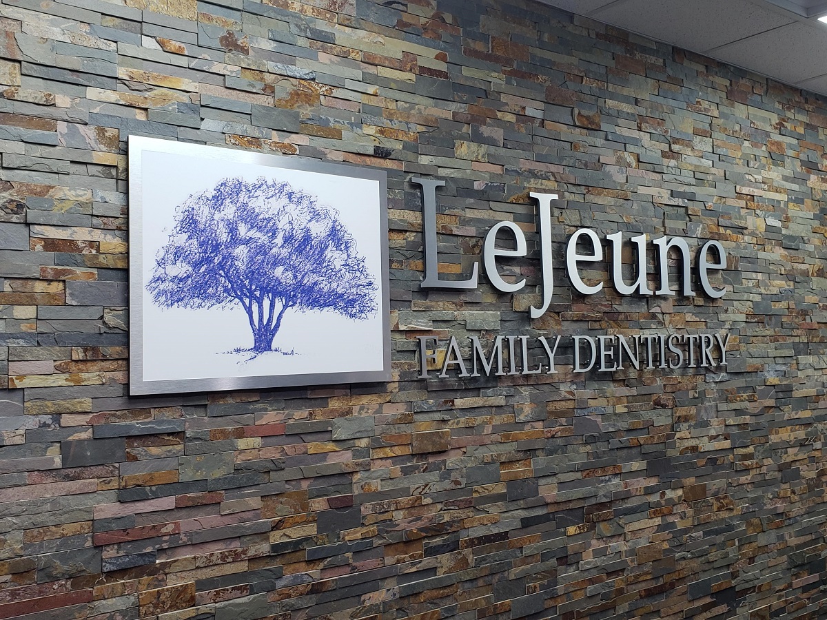 LeJeune Family Dentistry's new sign by James River SIgns - Reception signs designed by James River Signs, enhancing the ambiance with style